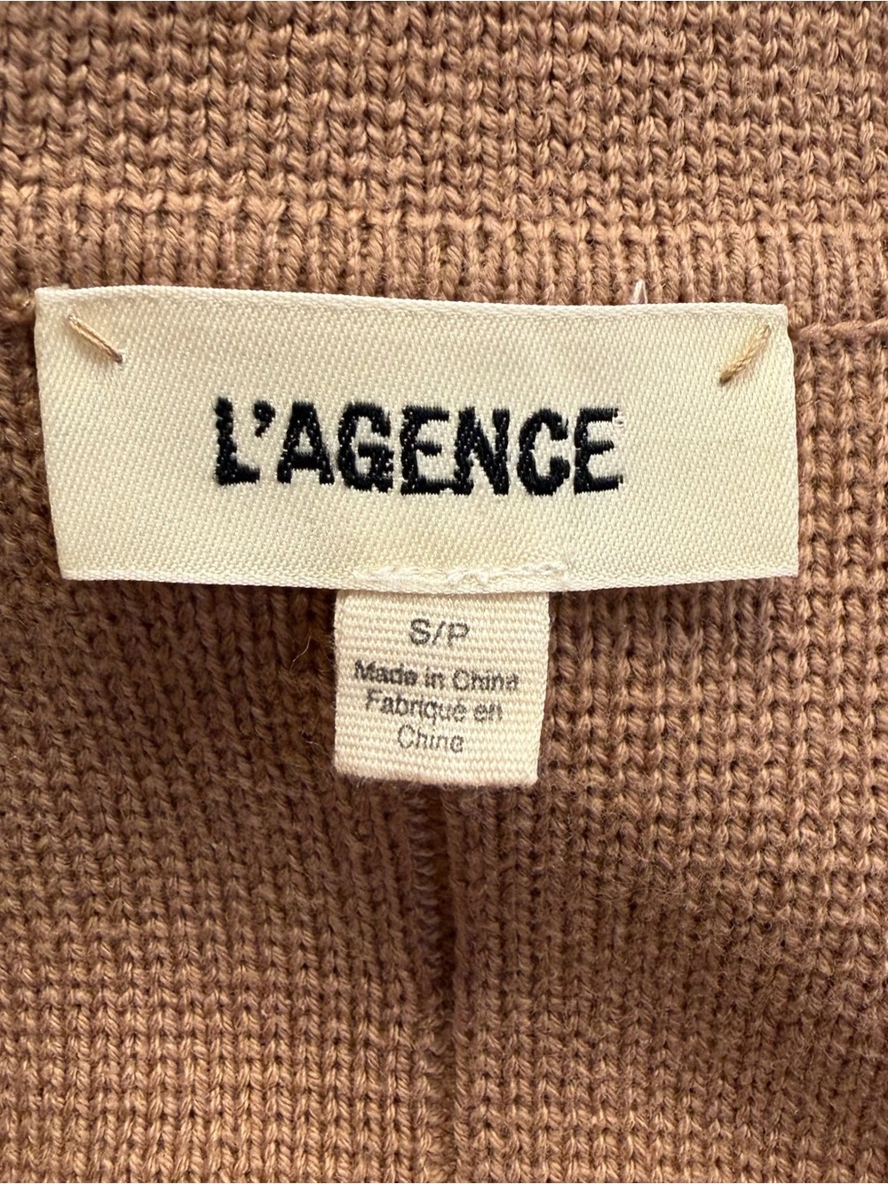 L’AGENCE Sofia Knit Double Breasted Blazer Ginger Snap Brown Gold Buttons Small - Picture 3 of 16
